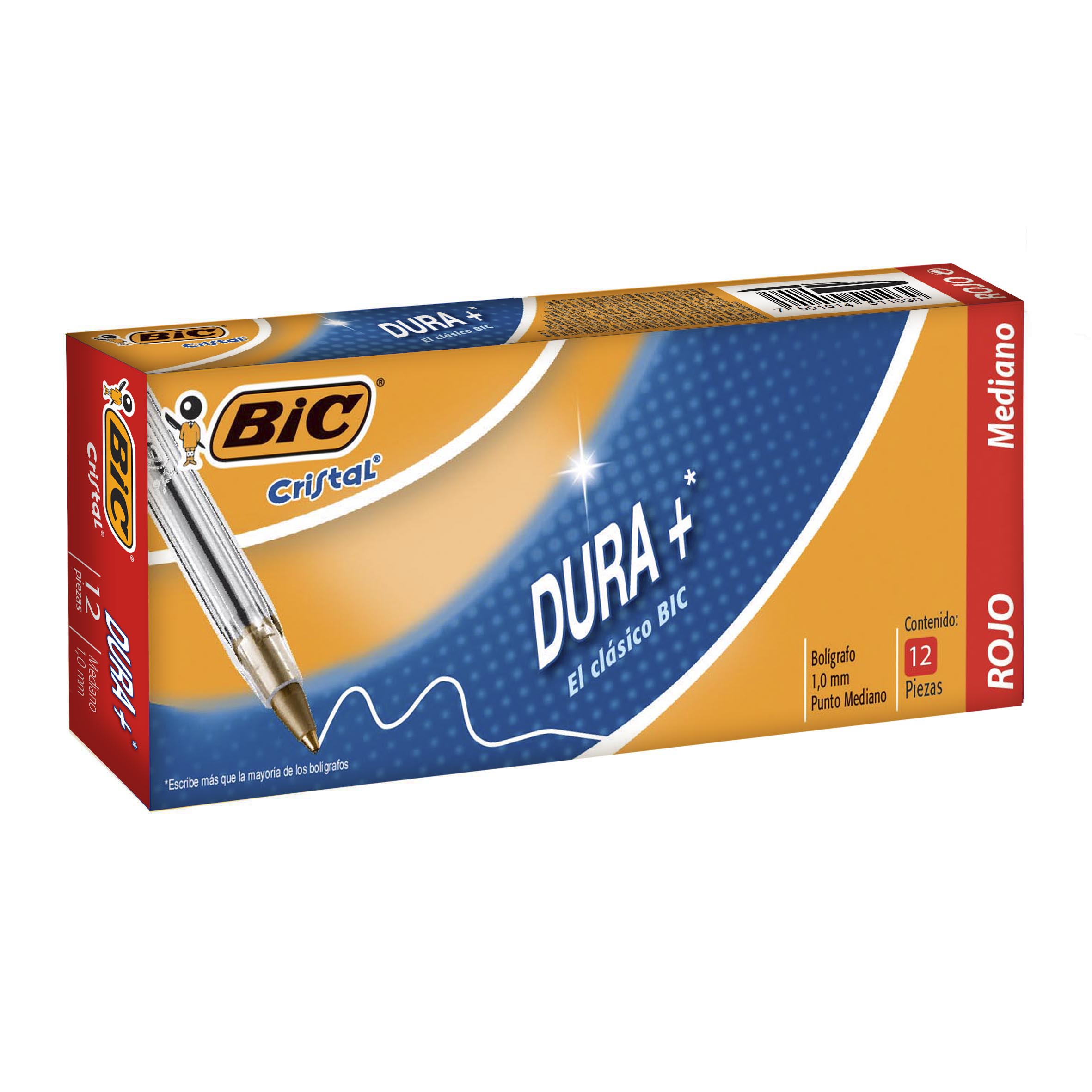 Bolígrafo BIC Cristal Dura + Rojo CJ 12/1