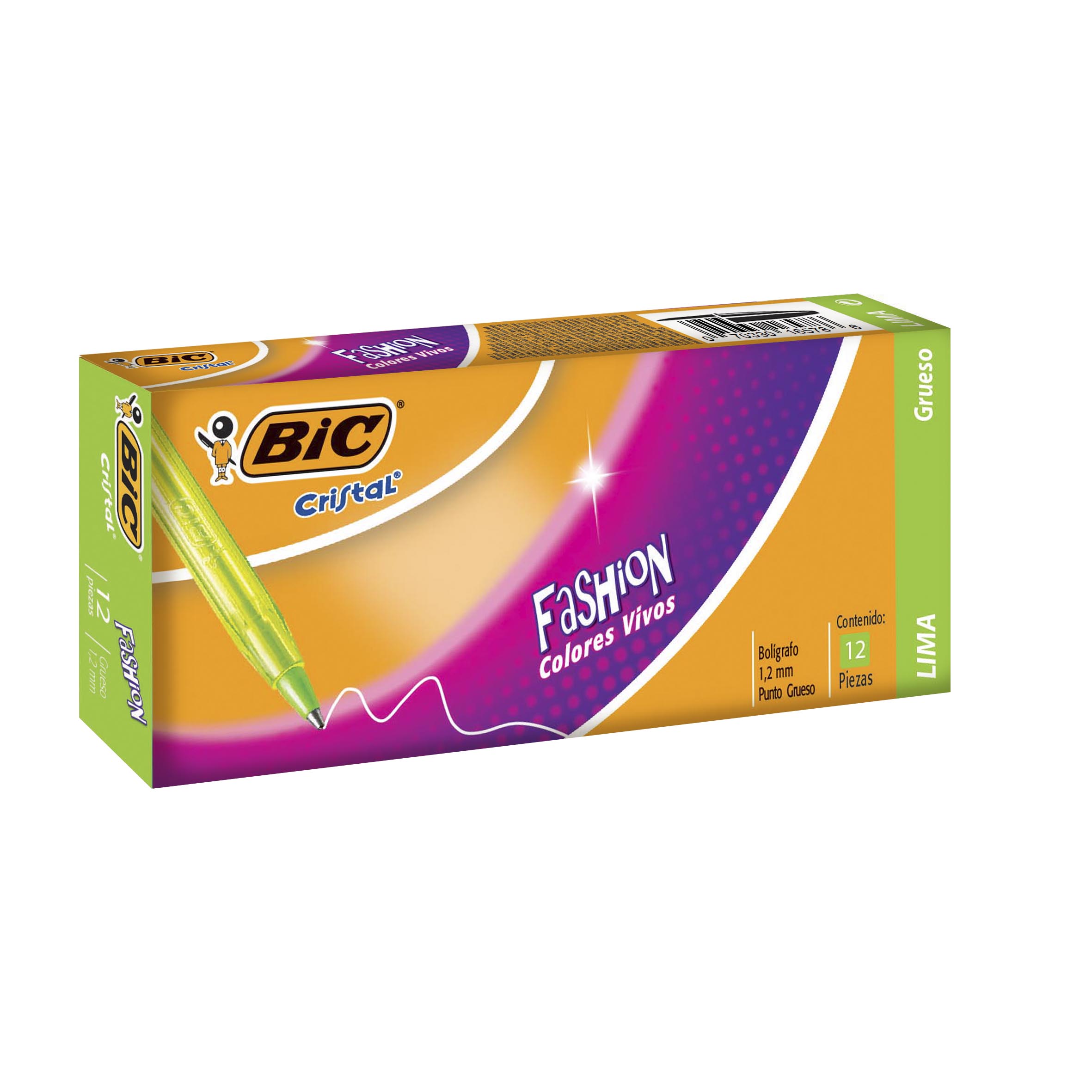 Bolígrafo BIC Cristal Fashion Lima CJ 12/1